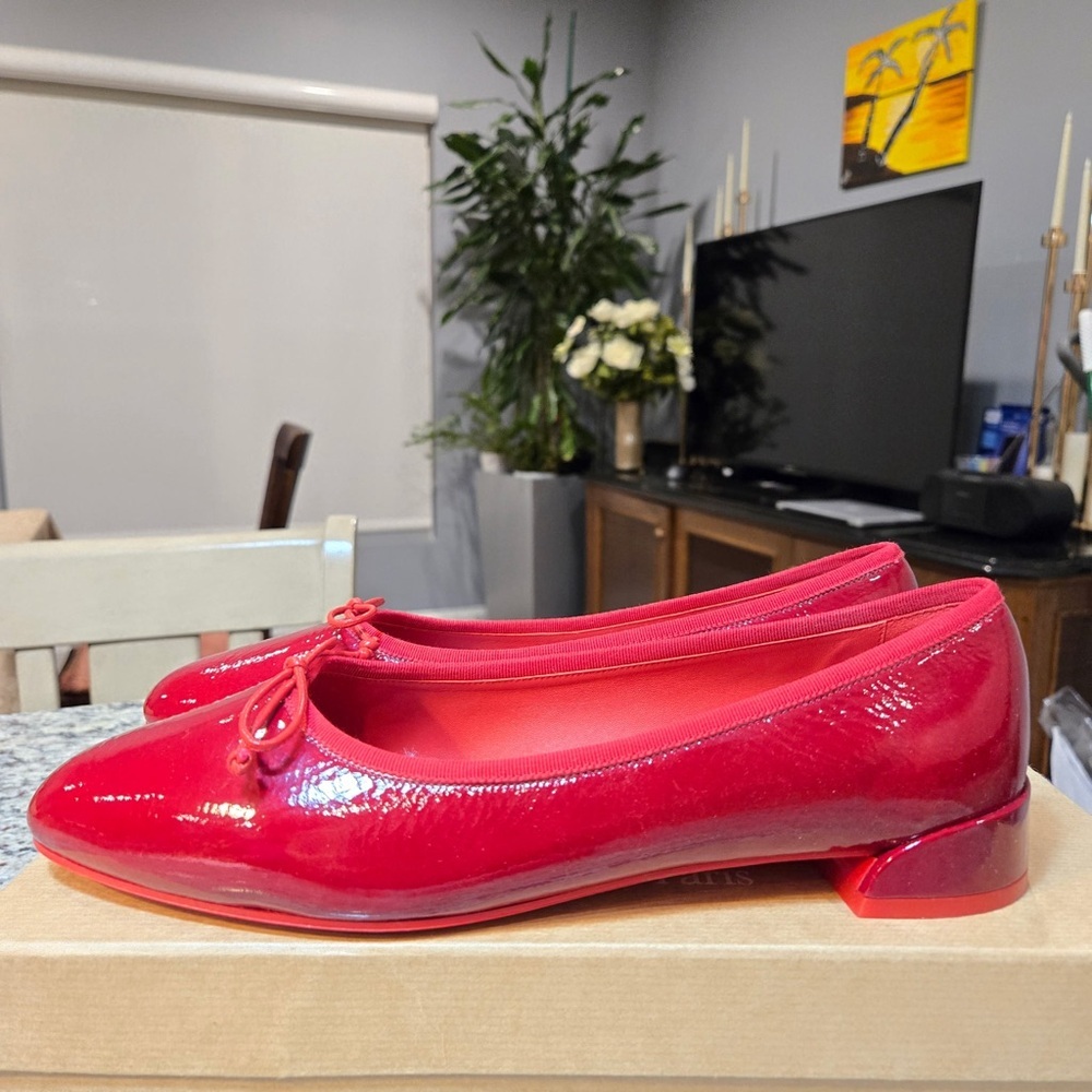 NEW Christian Louboutin Sweetie Jane Shiny Red Flats Size 40 - Picture 4 of 11